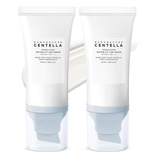 Centella Sunscreen SPF 50, 50ML 𝑴𝒂𝒅𝒂𝒈𝒂𝒔𝒄𝒂𝒓 Sun Screen Face Serum, Daily UV Defense Sunblock Summer Sunscreen for Face, Travel Essentials for Black Girl (2PC)