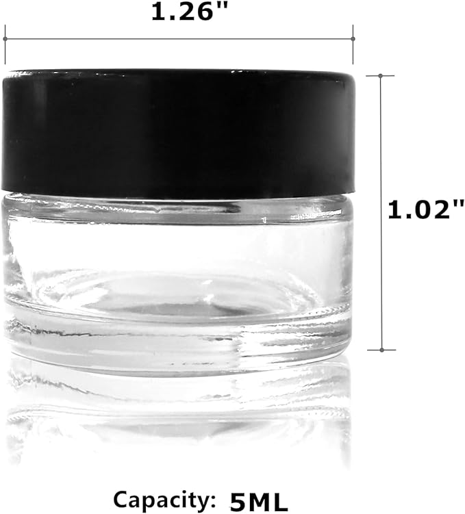 90 Pack 5ml Glass Lip Balm Containers, Small Empty Cosmetic Sample Jars with Lids, Refillable Clear Airtight Glass Jars for Skincare, Lotion, Cream, Wax, Travelling, Retail Store