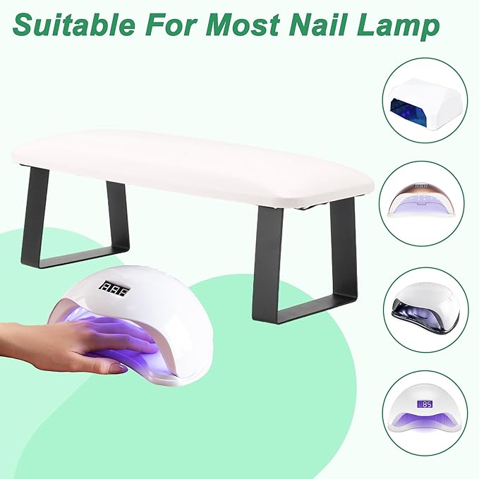 VOCOSTE Arm Rest for Nails Tech, Non-Slip Nail Arm Rest, Manicure Hand Rest with Detachable Brackets, Hand Rest for Nails Tech, Nail Hand Rest, White