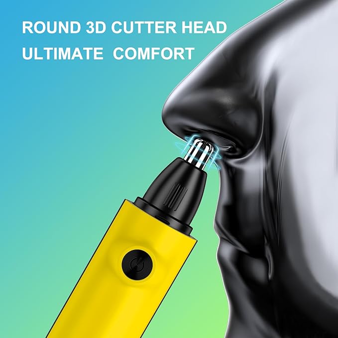 Nose Hair Trimmer for Men & Women, IPX7 Waterproof, USB Rechargeable, Easy Cleaning, All-in-ONE Facial & Eyebrow Trimmer (Yellow)