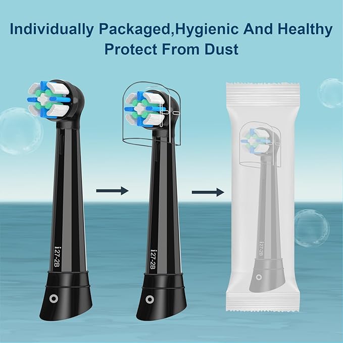10pcs iO Replacement Heads Compatible with Oral B iO 2/3/4/5/6/7/8/9/10 Series Electric Toothbrush,IO Toothbrush Heads Compatible with Oral B iO,Medium-Hard bristles Care for Your Teeth,Black