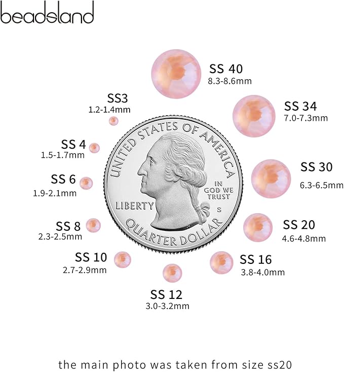 Beadsland 1440pcs Flat Back Crystal Rhinestones Round Gems for Nail Art and Craft Glue Fix, Luminous Pink, SS20,4.6-4.8mm