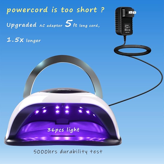 W&H UV LED Curing Lamp, 120W Faster Gel Nail Dryer Professional Nail Dryer Machine with 4 Timer Settings Touch Screen (Sun BQ5T) (White)