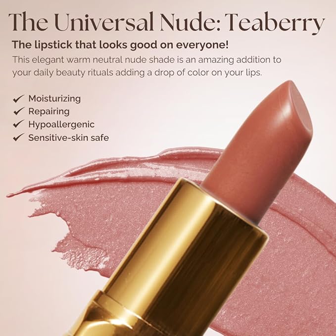๐๐๐๐ฒ๐ป๐ฐ๐ฒ ๐ผ๐ณ ๐๐ฟ๐ด๐ฎ๐ป Deep Moisturizing, Long Lasting Lipstick & Hydrating Lip Care in One with 100% Pure Organic Argan Oil, Shea Butter, Jojoba Oil & Aloe Vera - Teaberry