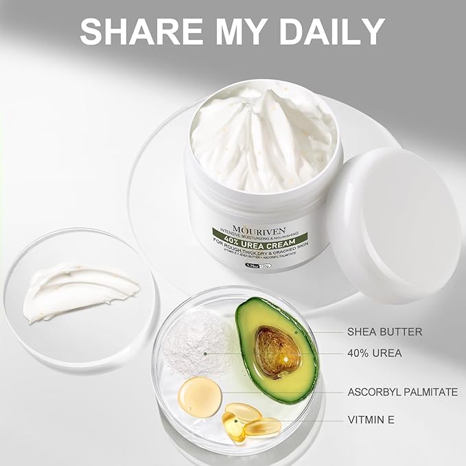 3 Packs Urea Cream 40 Percent - Foot & Hand Cream, for Dry, Cracked Heels, Feet, Knees, Elbows, and Hands, Callus Remover, Maximum Strength Urea Lotion for Softening and Moisturizing