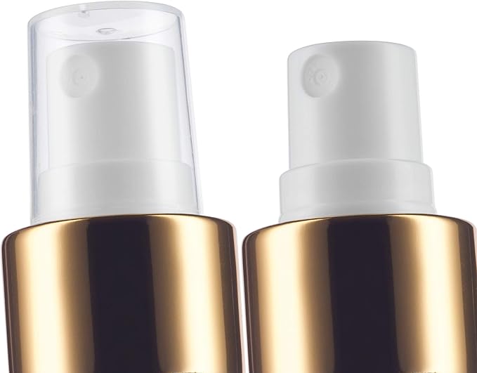 JUVITUS 8 oz Clear Natural Refillable Plastic Squeeze Bottle with Gold Metal Fine Mist Sprayer (4 pack)