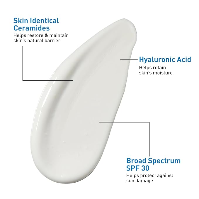 CeraVe Ultra-Light Moisturizing Lotion With SPF 30, Daily Face Moisturizer with SPF, Formulated with Hyaluronic Acid & Ceramides, Broad Spectrum SPF, Oil Free, Matte Finish, 1.7 Ounce