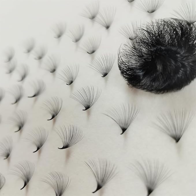 Veritee 1000 Fans 25D Handmade Lash Extensions by Pinching Mix 9-16mm Cashmere Velvet Premade Eyelash Extensions Silk Promade Loose fans, black