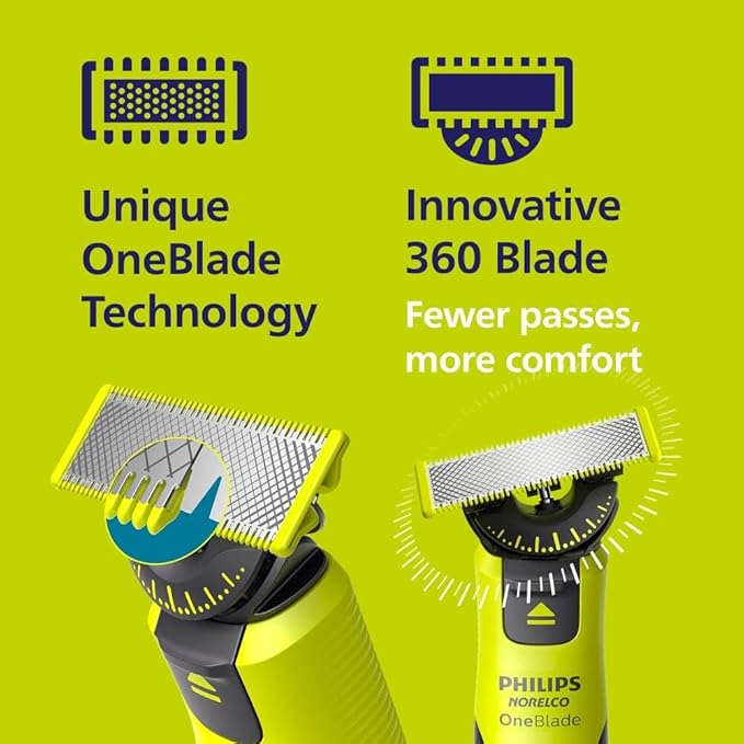 Philips Norelco OneBlade 360 with Connectivity Hybrid Face + Body, Electric Beard Trimmer, Shaver & Body Groomer with 360 Blade Tech, 1x360 Blade, 5-in-1 Comb, Body Kit, Travel Case, QP4631/90