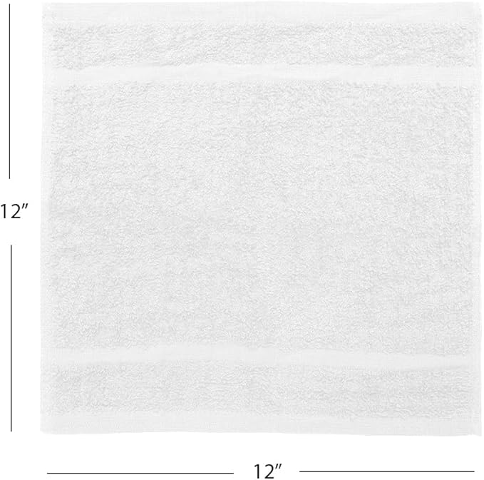 Avalon Towels Cotton Washcloths – (Pack of 60) Size 12x12 Inches, 100% Ring Spun Cotton, Soft & Absorbent Face Towels, Gym Towels, Hotel and Spa Quality, Reusable Fingertip Towels (White)