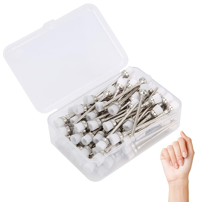100pcs Nail Drill Bit Cleaning Brush - Nail Polishing Head Cleaner Stainless Steel Nail Head Cleaning Brush Nail Dust Brush Cleaner Manicure Tool Accessory for Manicure Pedicure(03)
