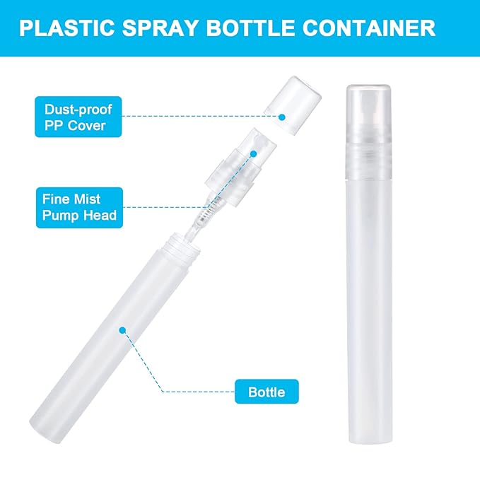 108 Pieces 10 ml Spray Bottles Plastic Perfume Bottles Empty Fine Mist Perfume Bottle for Essential Oils Supplies(Clear)