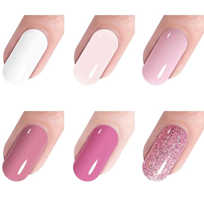 Vishine Gel Nail Polish Starter Kit with 48W SUNOne UV LED Nail Lamp Speed Dryer Manicure Tools 6 Pretty Colors Gel Polish Base and Top Coat #01