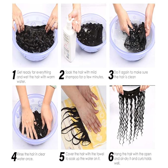 #1B Human Hair Bundles Curly Hair Bundles Double Weft Weave Extensions Brazilian Human Hair Soft and Silky for Black Women 20 22 24 Inch
