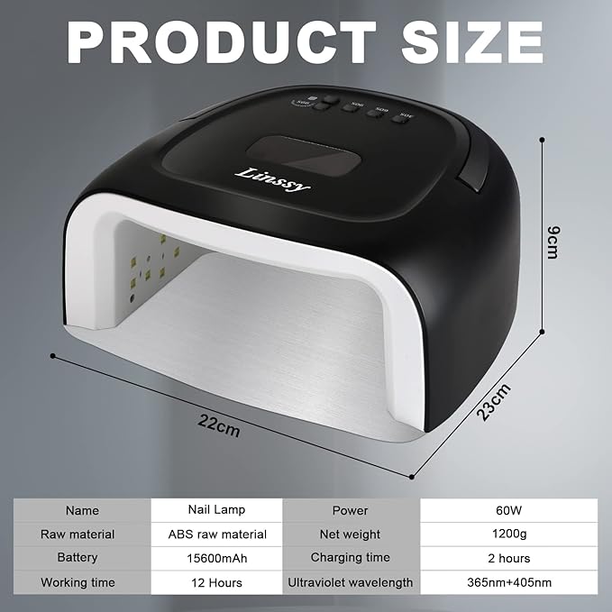 60W Rechargeable UV LED Nail Lamp, Faster Wireless Nail Dryer Gel Polish Light 42 Beads & Portable Handle, Professional Curing Lamp for Fingernail and Toenail (Black)