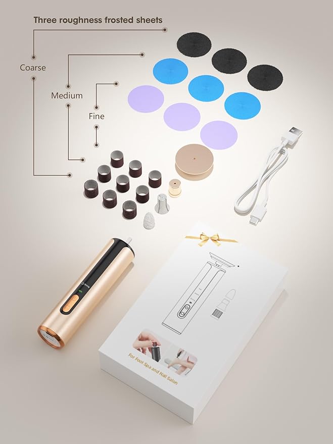 Electric Foot Callus Remover - 2 in 1 Cordless Electric Foot File Nail Grinder,Electric Callus Remover for Feet with 3 Modes,Dry Skin Remover for Feet (Rose Gold)