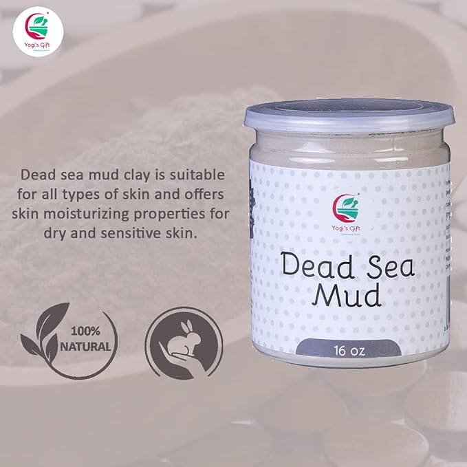Dead Sea Mud Powder | 1 Lb | Detoxifies and Exfoliates The Skin | 100% Natural Mud Face Mask | Clears Acne, Dark Spots & Anti-Aging | By Yogi's Giftยฎ