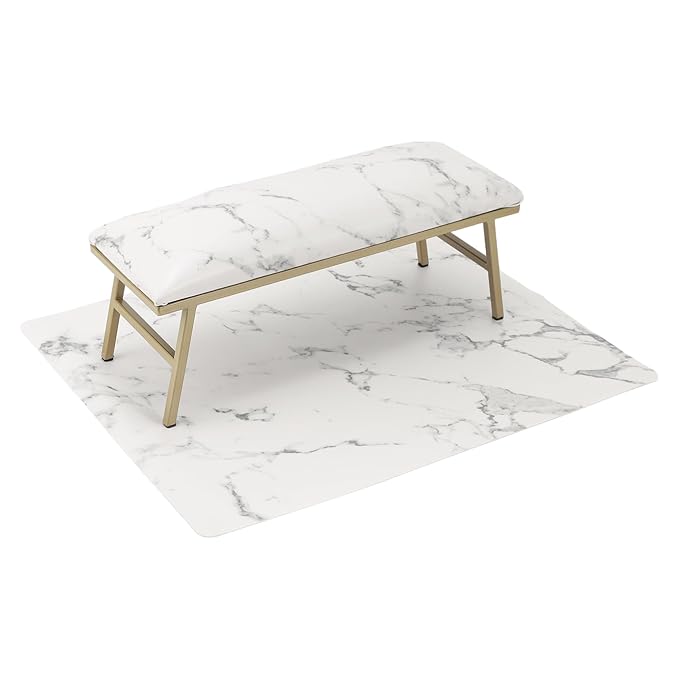 VOCOSTE 1 Set Arm Rest for Nails Tech, Non-Slip Nail Arm Rest, Manicure Hand Rest with Nail Table Mat, Hand Rest for Nails Tech, Nail Hand Rest, White Marble