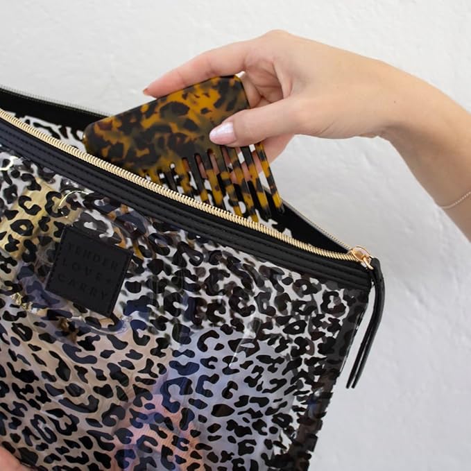 Black and Transparent Leopard Print Holdall - Water-Resistant Travel Bag for Toiletries & Cosmetic Essentials