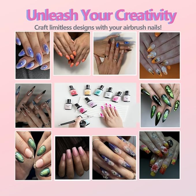 QUEVINA 16 Colors Airbrush Gel Nail Polish Set – Safe, Odorless Formula for Stunning Baby Boomer Nail Art – No Dilution Needed, Long-Lasting & Vibrant Shades 16X15ml