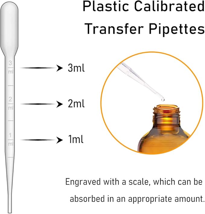 1oz Dropper Bottles for Essential Oils, 100 Pack 30ml Amber Glass Dropper Bottles with Eye Dropper, 10 Funnel and 10 Long Dropper, Empty Tincture Bottles for Travel, Home use
