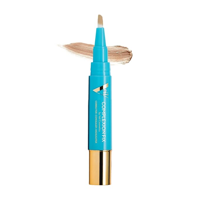 Veil Cosmetics - Complexion Fix Concealer - Liquid Concealer for Under Eye + Dark Circles - Highlight, Contour, Correct - Anti-Aging - Vegan Makeup Pen - Hydrating Lightweight (4N Tan Neutral)