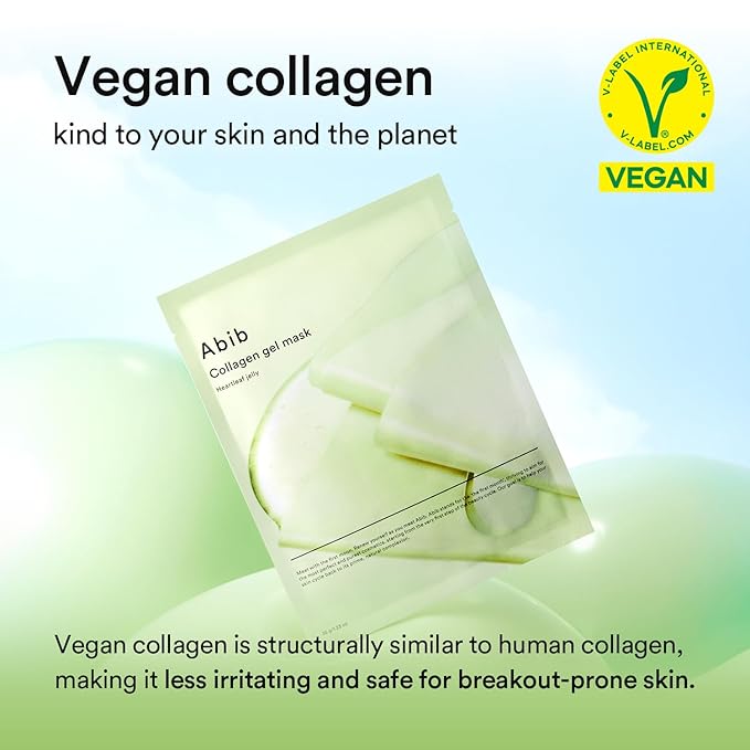 Abib Collagen Gel Mask Heartleaf Jelly 10 Sheets (Soothing) I Korean Vegan Collagen, Cooling Calming Hyaluronic Acid Hydrogel Face Mask Skin Care