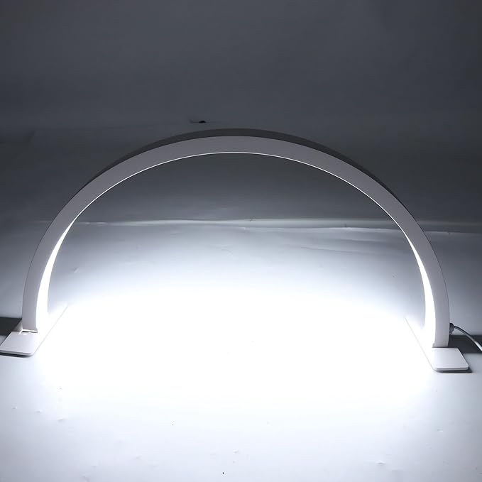 25W Professional Half Moon Desk Lamp for Nail, 3000K 6500K Dimmable Led Light Eyelash Beauty Lamp, Desktop Manicure Light Led for Salon (US Plug)