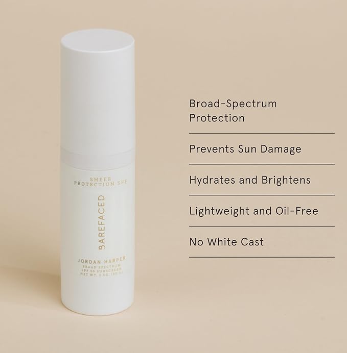 Barefaced Sheer Protection SPF 50+ – Broad-Spectrum Face Sunscreen with Zinc Oxide, Niacinamide & Hyaluronic Acid – Oil-Free UV Protection, Hydration & Anti-Aging with Universal Tint (60ml)