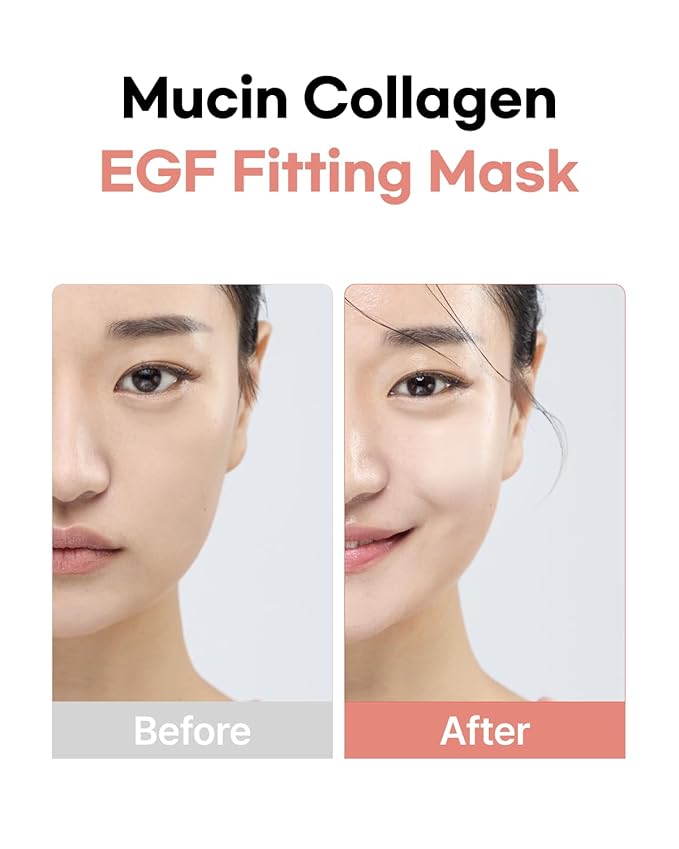 Mucin Collagen EGF Fitting Mask – Collagen & EGF-Infused Hydrogel Mask for Deep Hydration, Firming, and Nourishing Skin, Non-Greasy, Korean Skincare, 5 Sheets