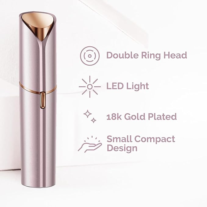 Women Facial Hair Removal Device Battery Operated with 2 Replacement Heads, Ladies Face Shaver for Peach Fuzz Upper Lip, Chin