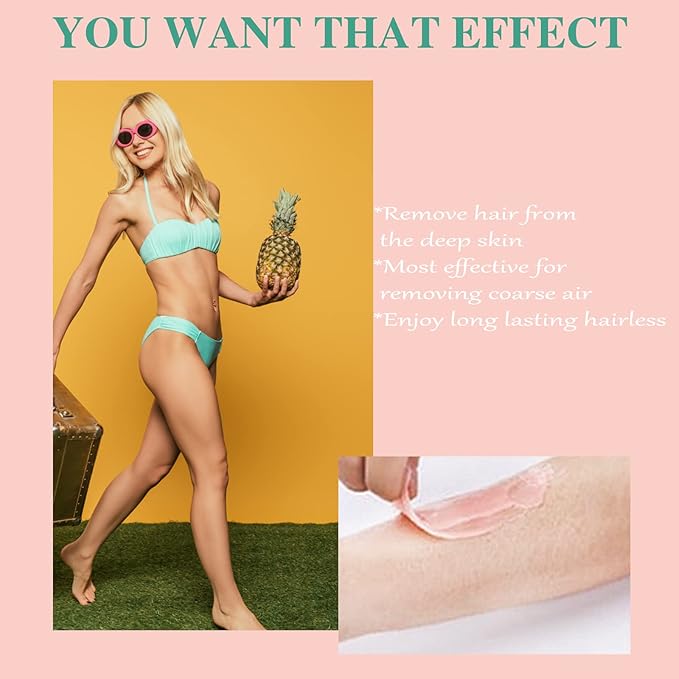 Wax Beads for Hair Removal, 2.5lbs Hard Wax Beads for Leg, Bikini, Back, Armpit, Chest, Eyebrow, Body Waxing Beans Bulk for Brazilian, Painless Wax with Sticks for Women, Men (Rose Scent)