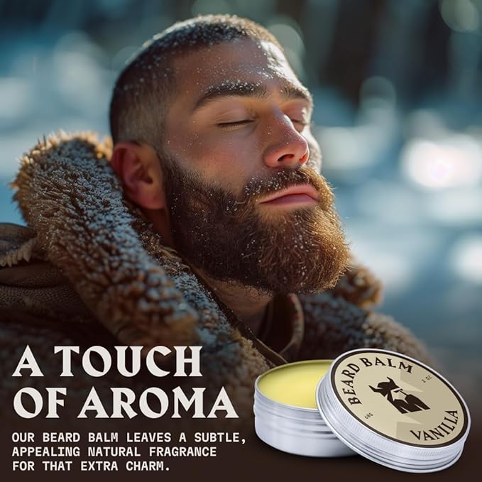 Striking Viking Beard Balm for Men – Light Hold, Vanilla, 2 Oz - Leave-in Beard Conditioner with Shea Butter, Tea Tree, Argan & Jojoba Oils - Smooth, Shape, Moisturize & Soften Coarse, Dry Facial Hair