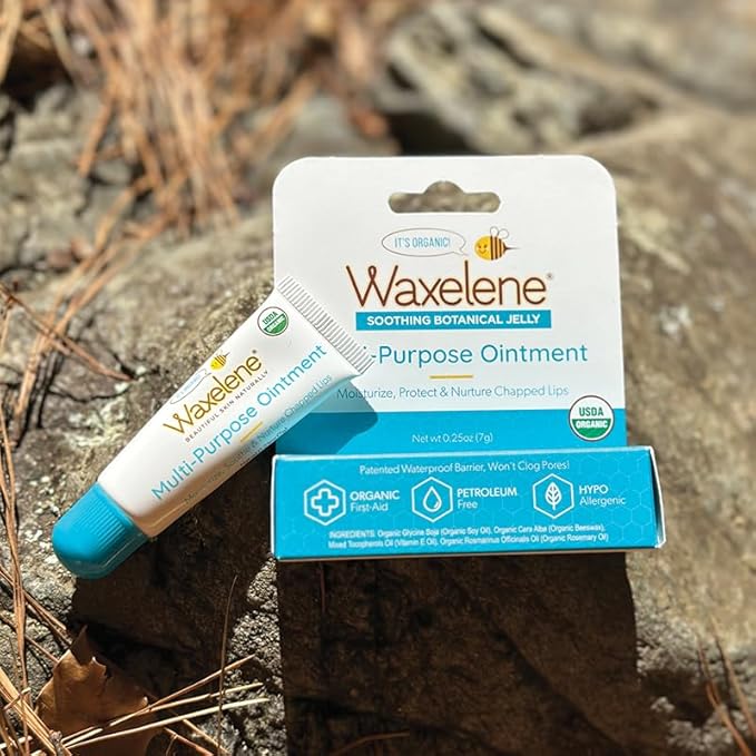 Waxelene Original Organic Multipurpose Ointment Lip Tube Pack of 5, Best Lip Balm Ever Baby Eczema Chapped Dry Sensitive Skin Body Hand Face Moisturizer