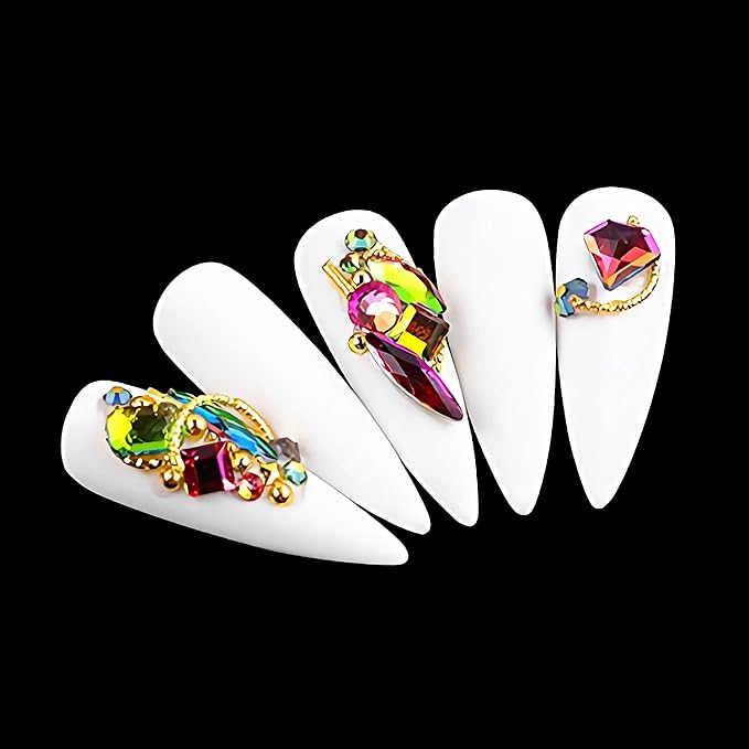 12 Types of Colorful 600 Diamonds + 2500 Flat Rhinestones Mix 20 Styles Flatback DIY Crafts Rhinestone Crystals 3D Decorations Flat Back Stones Set +Tweezers + Drill Pen