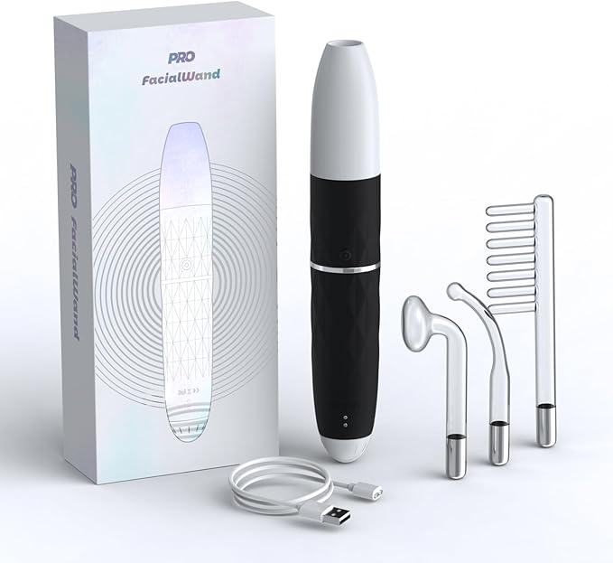 OxyGlow 1 Cordless Portable Facial Wand - 90% Neon + 10% Argon Custom Gas Blends, Tailored Ratio caters to All Skincare Needs (White)