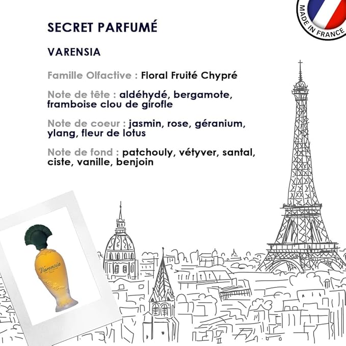 Ulric De Varens VARENSIA - Eau De Parfum for Women 2pcs Set- Earthy, Fruity, Floral Scent - Notes of Lotus Flower, Clove Raspberry, & Vanilla- Fruity & Floral- 1.7 Fl Oz + 4 Fl Oz Deodorant Spray