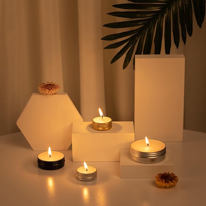 24 Pack 4oz Screw Top Aluminum Tin Jars with Screw Lids and Blank Labels - Refillable 120ml Metal Containers for Lip Balms, Candles, Salves, Spices, Crafts (Black)