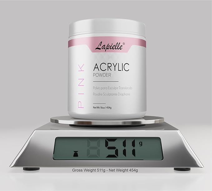 Professional Acrylic Powder for Nail Art. Long-lasting, Large capacity and quick dry. Quality Salon Manicure Nail extension (16oz - 1lb - 454g) PINK