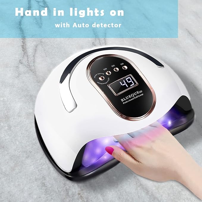 W&H UV LED Nail Dryer 168W Faster Gel Nail Curing Lamp for Gel Polish and Regular Polish Professional Machine Pedicure Manicure Fingernail and Toenail Nail (White 168W)