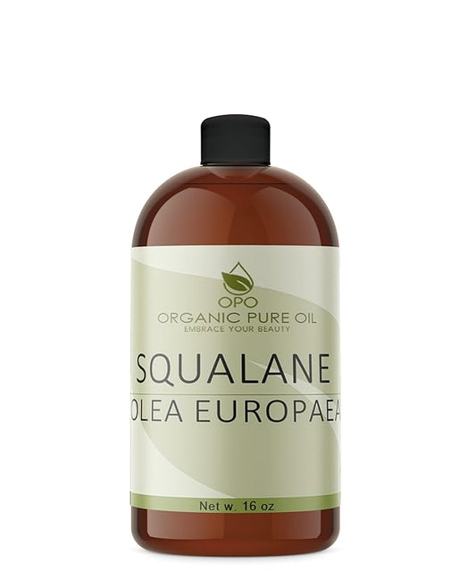 Squalane Oil - Pure, Natural, Plant-Derived, Non GMO, Refined - 16 oz - Squalene Alternative, from Olive - Ultra Hydrating & Moisturizing Carrier Oil - Hexane Free, Cold Pressed - OPO