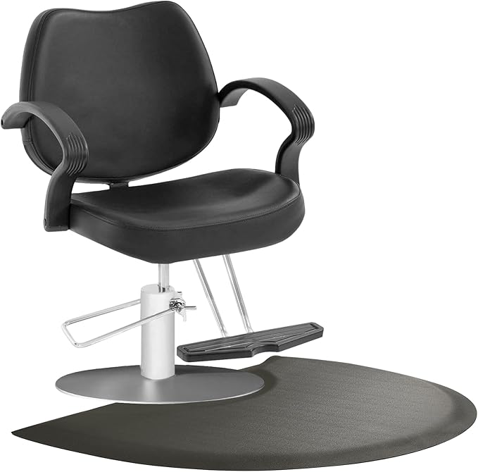 Salon Mat for for Hairstylist 3'x5' Barber Shop Anti-Fatigue Salon Standing Chair Mat - Black Semi Circle 1/2" Thick Comfort Salon Mat, Hair Cutting Hairdressing Equipment