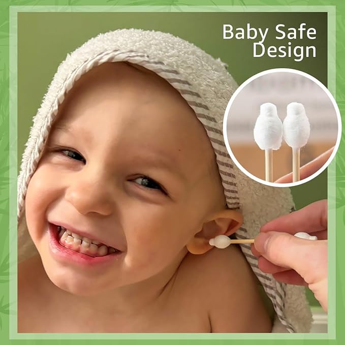 100% Bamboo Swabs for Ears (1000-Pack) - Safety Cotton Swabs for Baby & Personal Care | Safe, Organic Bamboo Baby Ear Cleaner | FSC Certified & Hypoallergenic, Made for All Ages & Pets