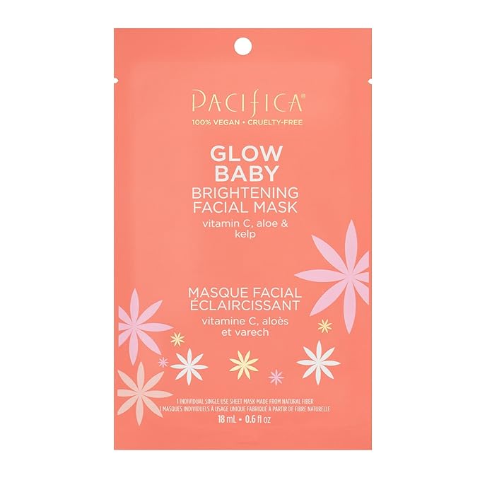 Pacifica 3-Pack Face Sheet Mask Variety Set – Brightening Vitamin C, Green Detox & Stress Rehab Hydrating Masks for Glowing Skin, Holiday Beauty Gift for Women Teens Girls, Vegan Clean Skincare