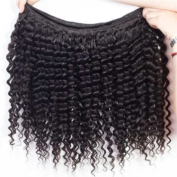 #1B Curly Hair Bundles Color 1B Kinky Curly Human Hair Bundles 8a Grade Double Weft Weave Extensions Wet and Wavy Soft Silky for Black Women 24 26 28 Inch