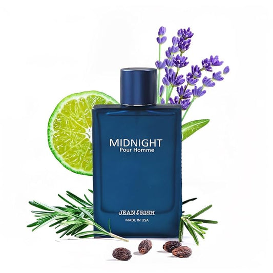 Jean Rish Midnight Pour Homme Eau De Toilette for Men (3.4 Fl Oz / 100ml) with Rosemary, Bergamot & Sea Notes - Long Lasting and Luxury Fragrance