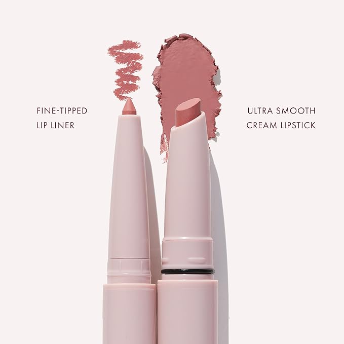 Wander Beauty Lipsetter Dual Cream Lipstick + Lip Liner - Bohemian Blush - Ultra-Smooth, Hydrating Lipstick and Nude Pink Lip Liner with a Soft Matte Finish - Made with Squalane & Peptides (1 Count)