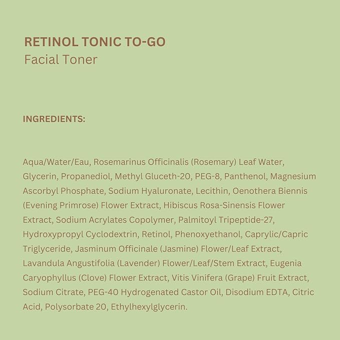 Pixi Retinol Tonic to-Go, Smoothing & Firming Toning, Enhanced with Peptides to Boost Collagen Production, Alcohol-Free Daily Rejuvenating Toner On The Go, 60 Pads