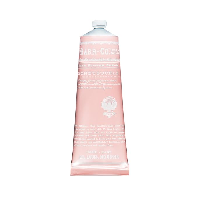 BARR-CO. Soap Shop Hand Cream Honeysuckle, Sweet Honeysuckle Nectar Aroma, Hand Cream for Dry & Cracked Hands, Shea Butter Cream, 3.4 fl oz