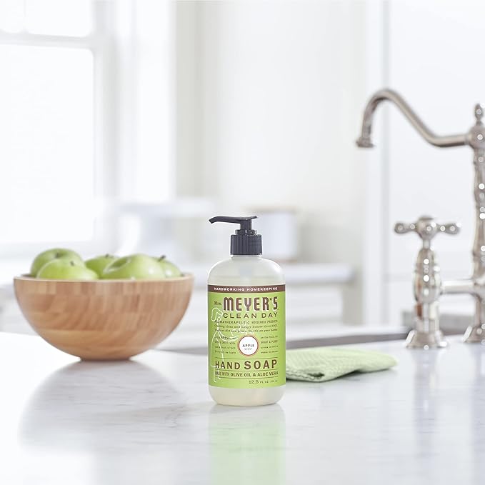 MRS. MEYER'S CLEAN DAY Hand Soap, Made with Essential Oils, Biodegradable Formula, Apple, 12.5 fl. oz - Pack of 3
